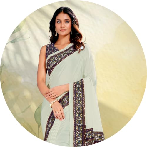 Image of Jaanvi fashion Women's Crepe Silk Saree with Unstitched Blouse Piece | Soft Lightweight Traditional Ethnic Wear Saree for Party, Wedding, Festival