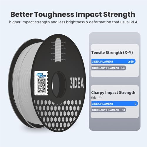 Image of 3Idea Premium PLA+ (Silver) 3D Printer Filament 1.75mm Dimensional Accuracy + /- 0.03mm Net Weight- 1 KG