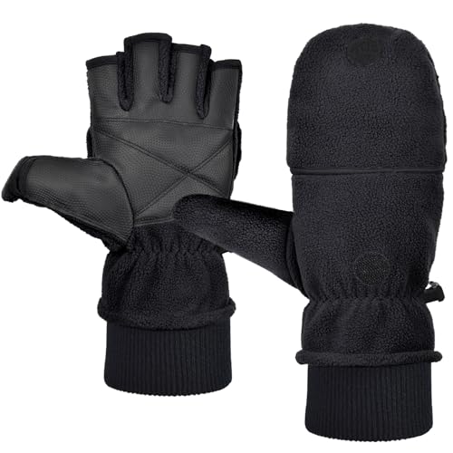 Harssidanzar SM053US - Guantes térmicos de forro polar para hombre, Negro -, X-Large