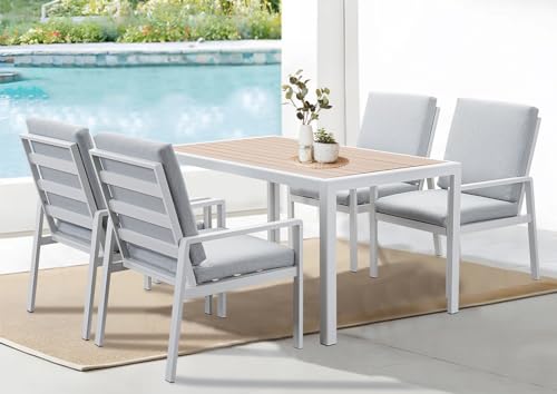 GLP Gartenlounge-Set Garten-Essgruppe, (Gartenmöbel Set, 5-TLG., 4 Sessel, 1 Esstisch, inkl. Auflagen, Aluminium), Wetterfest Gartenlounge Set, 9400-P1+P2
