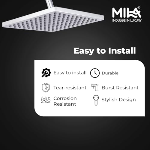 Image of Mila Gleam Rain Shower| Chrome Finish Square Overhead Shower | 250 * 250mm Ceiling Mounted | ABS Body| Single Function Rainfall Shower for Broad Coverage & Water Efficiency| (Without Arm)