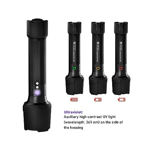 Ledlenser P7R Work - Torcia Led Ricaricabile Con Uv Ausiliaria, 1200 Lumen, Impermeabile, Antimacchia, 365 Nm, Professionale Per Fari, Batteria Fino A 60 Ore - 2