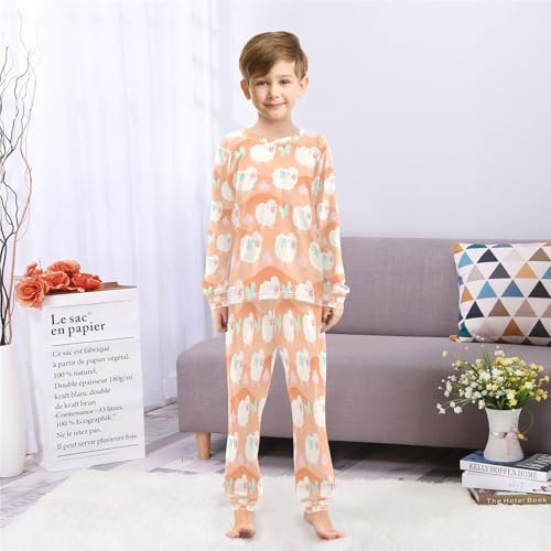 Little Sheep Butterfly Soft Pajama Set for All Seasons,Breathable Pjs Long Sleeve Sleepwear,Comfy Loungewear 2 Piece Underwear Set 5T4