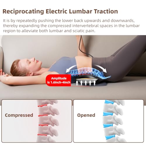 Electric Lumbar Traction Device, Multifunctional Back Traction Device with Dynamic Airbag Traction, 20-Level Electrotherapy, 3-Level Vibration Massage and Thermal Therapy from 113 to 131℉ - Image 4