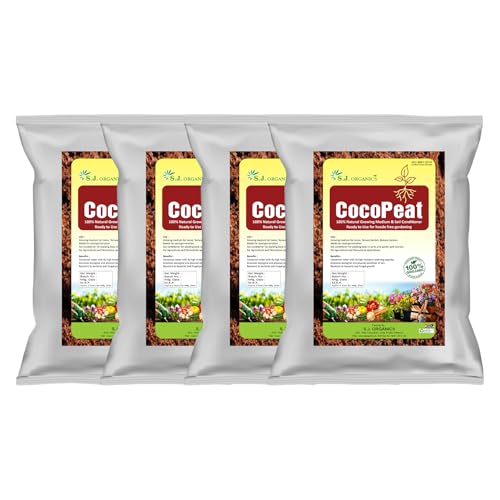Image of SJ Organics Cocopeat Powder Ready to Use 4 Kg - Coconut Coir Soil Conditioner for Plants, Seed Germination, Potting Mix, Terrace & Home Gardening, Organic