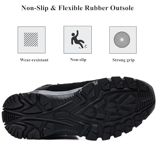 DADAWEN Men's Snow Boots Anti-Slip Waterproof Outdoor Shoes Warm Fur Lined Mid-Calf Winter Snow Boots4