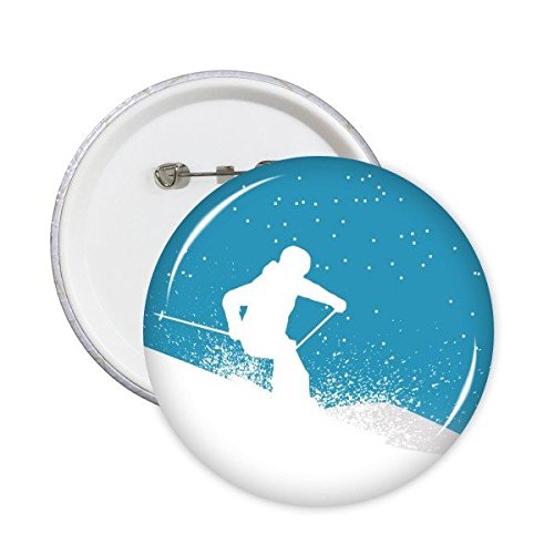 Badge Ski Aquarelle DIYthinker - Lot de 5 broches rondes taille M pour décoration de vêtements