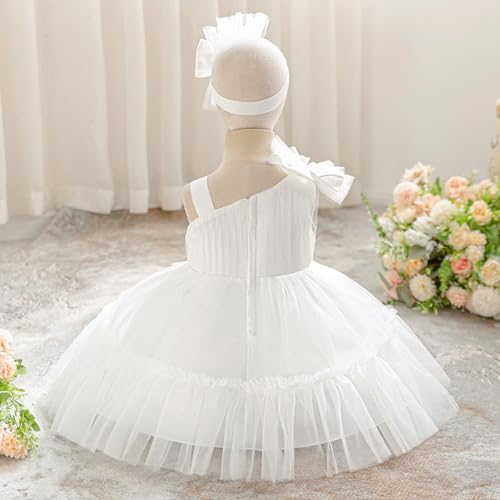 IDOPIP Toddler Baby Flower Girl Dress Bowknot Princess Tulle Tutu Party Wedding Birthday Pageant Dresses with Headband Outfit3