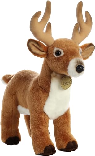 Image of Aurora® Adorable Miyoni® Deer Stuffed Animal - Lifelike Detail - Cherished Companionship - Brown 14 Inches