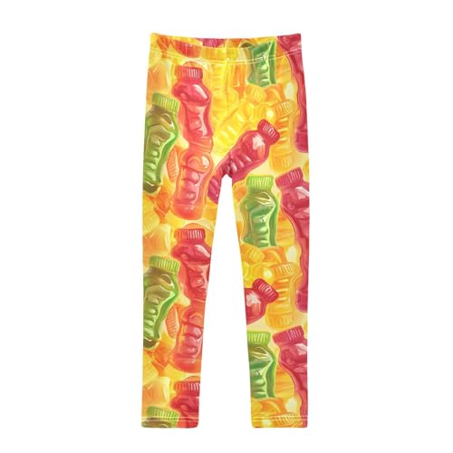 Gummy Bottles Girls Leggings,Workout Leggings for Girls Toddler Athletic Legging Size for 3-10T