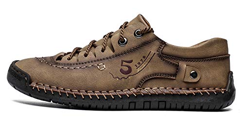 Mens Casual Shoes Breathable Sneakers Walking Shoes Lace-Up Leather Dress Flats Shoes for Driving3