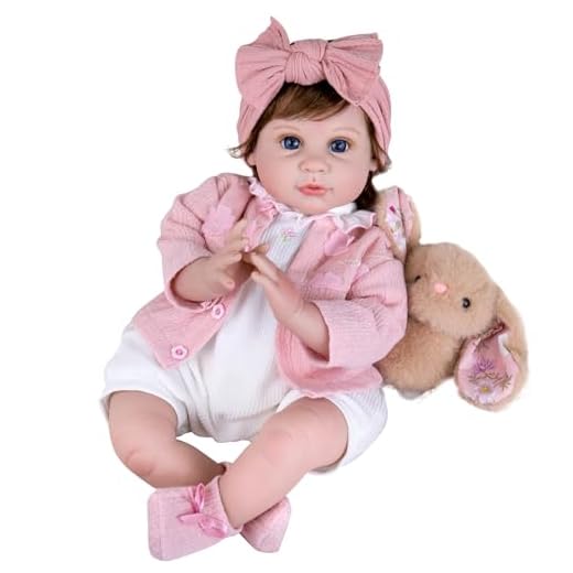 Aori Reborn Baby Doll 22 Inch Handmade Realistic Girl Baby Doll with Teddy Bear Set for Girls Children