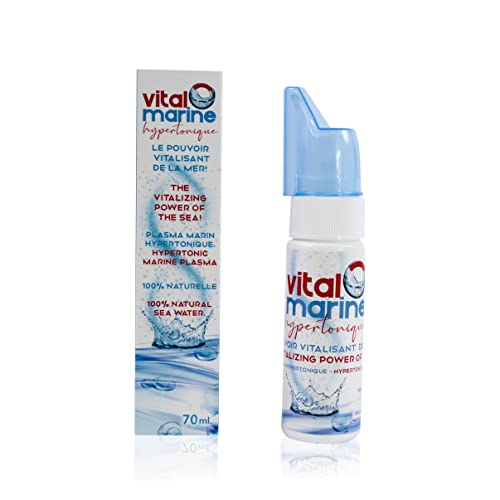 Spray de Agua de Mar 100% Hipertónico Sin Gas Presurizado (70 ml) Bote Rellenable (Reutilizable) Captada en el Parque Natural Cabo de Gata, Almería (Mar de Alborán) Plasma Marino -VitalOmarine (70ml)