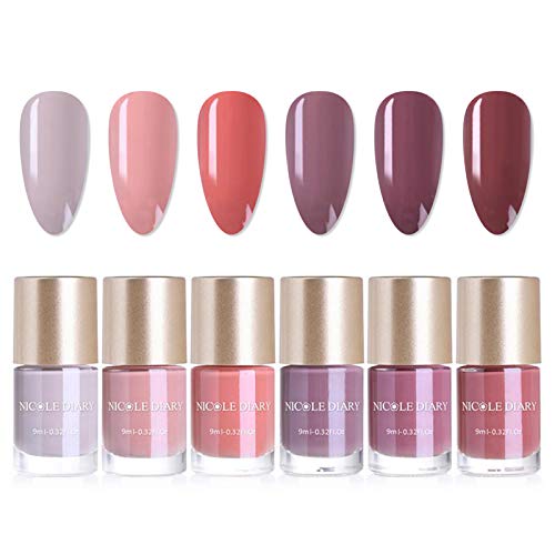 NICOLE DIARY Nude esmalte de uñas Set Quick Dry elegante laca de uñas impermeable de larga duración esmalte de uñas DIY no tóxico manicura (6 colores)