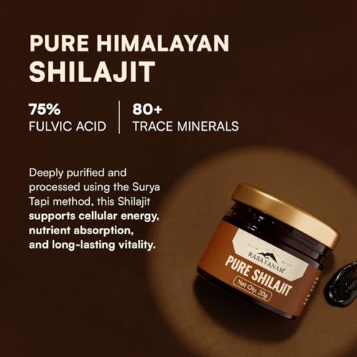 Image of Rasayanam Ashwagandha KSM-66 (60 Veg. Capsules) & Pure Himalayan Shilajit (20g) - Combo Pack | 500mg Pure Root Withania Somnifera Extract & Shilajeet for Increased Energy Levels & Stress Relief
