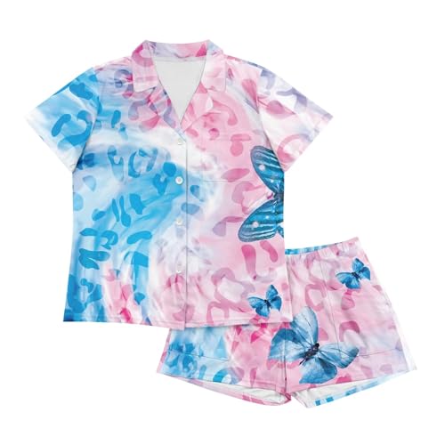 Image of Pjs Womens Short Sleeve Button Down Pajamas Set Two-Piece Nightwear with Pockets