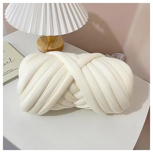 TOOSOAR Manta de punto grueso con los brazos, 500 g Hilo de lana grueso, Alfombra de Lana Suave para Mascotas, Sofá, Hilo de Lana Gruesa para Alfombras Manta Sombrero Bufanda DIY (Blanco lechoso)