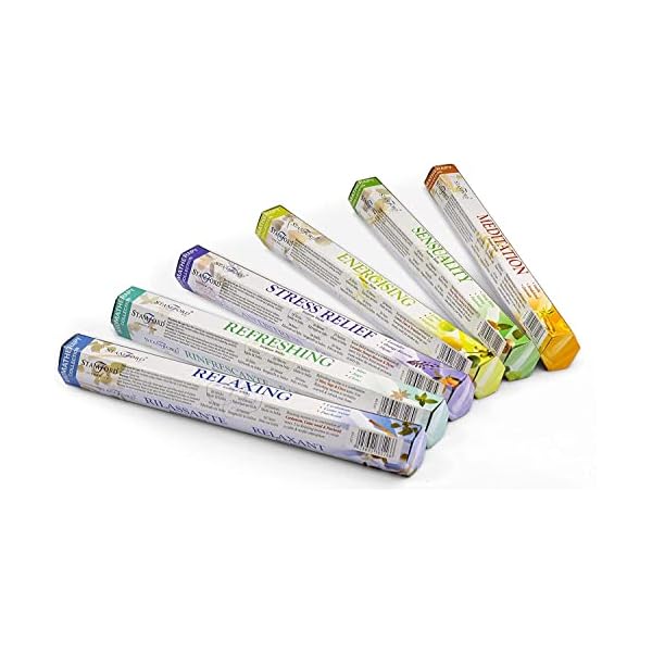   120-Sticks-of-Stamford-Premium-Aromatherapy-Hex-Range-Incense-Sticks-Relaxing-Stress-Relief-Meditation-Refreshing-Sensuality-Energising-Incense-Gift-Pack-by-Stamford