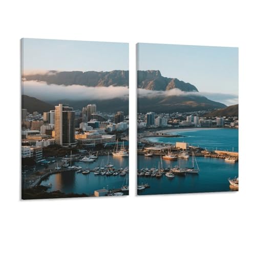 Cape Town City View Wall Art,Beauty And Durability,Wall Decor, Ready to Hang And Easy to Move,Framed Wall Art for Living Room, Bedroom, Gallery, Home Decor 12 * 16 In