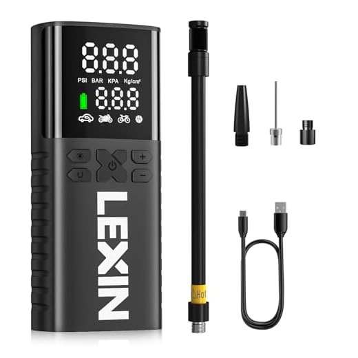 LEXIN P4 Compresor de Aire Portatil 150 PSI, Inflador Ruedas Inalámbrico 4000mAh, Inflador Neumáticos Eléctrico Pantalla LCD, Bomba Aire Presta/Schrader para Moto/Coche/Bicicleta/Pelota/Scoote
