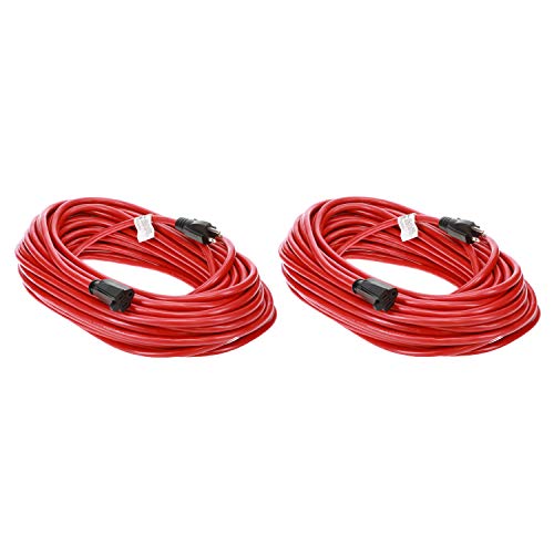 Otimo 100 Ft 12/3 SJTW Red, 2-Pack Heavy Duty Outdoor Extension Cord - 3 Prong Ground Plug, 15A 1875W, Water & Weather Resistant, Flame Retardant Otimo 100 Ft 12/3 SJTW Red, 2-Pack Heavy Duty Outdoor Extension Cord - 3 Prong Ground Plug, 15A 1875W, Water & Weather Resistant, Flame Retardant