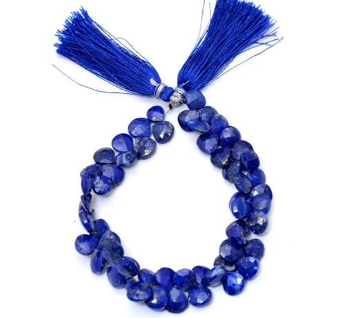 Cuentas de lapislázuli natural de 4-6 mm, corazones briolette en tira de 20 cm 3