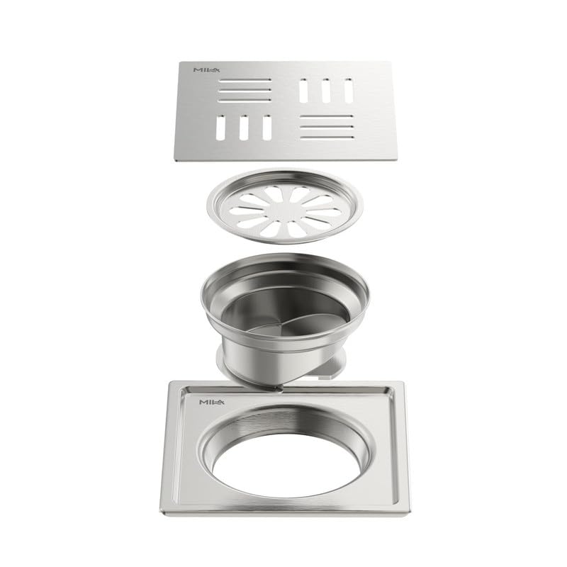 Image of Mila 6-Inch Floor Drain with Auto-Close Cockroach Trap Bowl | Prevents Pests & Odour Backflow | SS304 Stainless Steel | Rust Resistant | Bathroom & Kitchen | 1.5 Yr Warranty