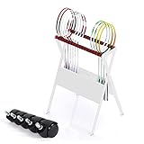 FAXIOAWA Tennis Cart with Wheels for Rackets Adults Women Men, Upright Sports Badminton Racquet Storage Rack Holder for Nursery/Home Garage/Beach Gym, Metal Iron (Color : White, Size : 100x51x64cm)