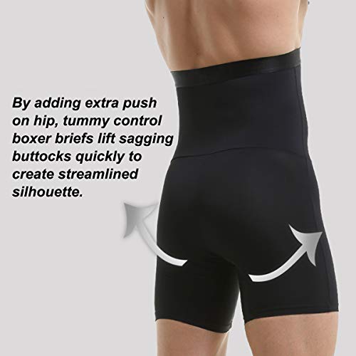 Ouruikia Men's Tummy Control Shapewear High Waist Body Shaper Slimming Underwear Shorts Belly Girdle Boxer Briefs with Fly4
