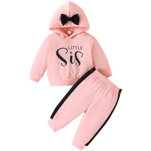 Jeinxcn Infant Baby Girl Clothes Long Sleeve Hoodie Sweatshirt Pants Toddler Fall Winter Outfits Set 12-18 Months Pink Cover