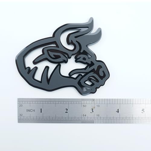 Image of 2Pc Angry Bull Badge 3D Emblem Custom Sticker Nameplate Replacement for Universal Car Body Motorcycle SUV Door Window Decoration (Black)