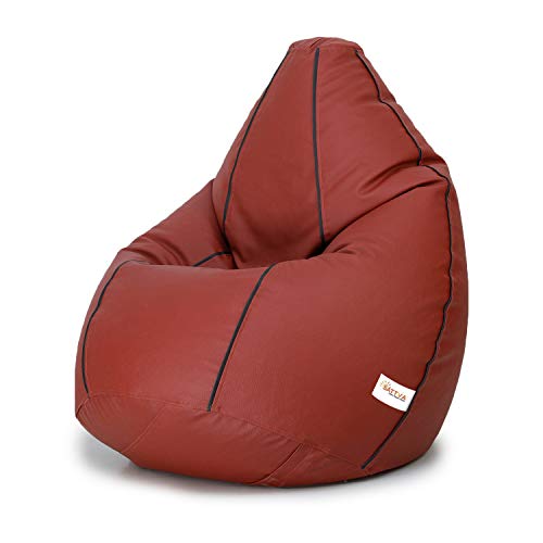 Image of Sattva Classic XL Bean Bag Filled (with Beans) Colour -Tan with Black Piping