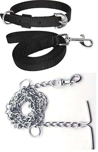 SPYNET Combo of Collar Leash and Chain Dog Belt with Silver Color Dog Chain Dog Collar & Chain Medium Size Dog Collar Width 20 MM (Black) (B0BD5P3BY8) Amazon Price History, Amazon Price Tracker