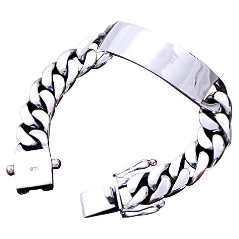 JadeAngel Men Heavy Sterling Silver Chunky Chain Link ID Bracelet Cover
