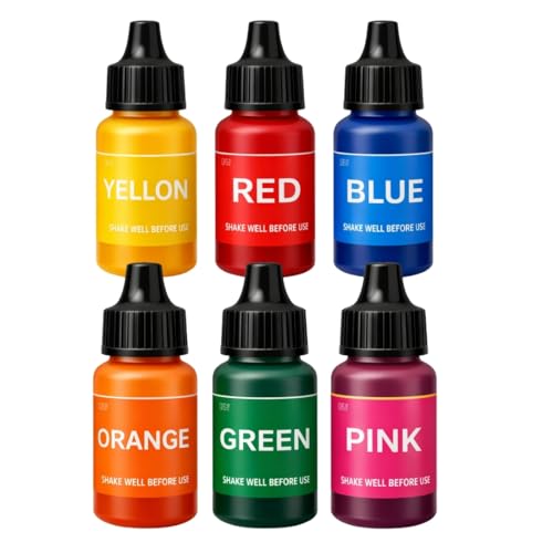 Image of Candle Making Liquid Dye Set 10 ml Each (Pack of 6) | Red, Green, Yellow, Blue, Orange & Pink | Liquid Wax Colour for Soy, Paraffin & Gel | Candle Dye for Candle Making