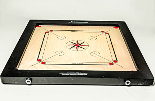 Precise Champion Bulldog Jumbo English Ply Wood Carrom Game Board with Coin, Striker and Powder, 12 mm