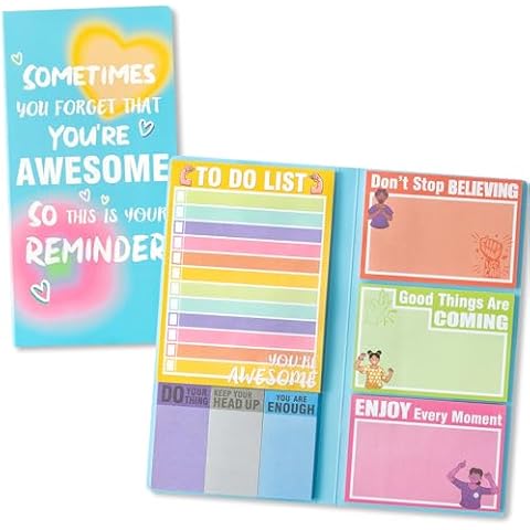 Xqumoi Blue to Do List Inspirational Sticky Notes Set You are Awesom Self-Stick Notes Pads Motivational Writing Memo Pads Page Marker School Office Supplies Back to School Teacher Appreciation Gift Cover
