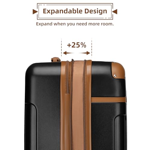 Image of LARVENDER Luggage Sets 3 Piece Expandable Carry on Luggage 22x14x9 Airline Approved Hardshell Suitcase with Wheels TSA Lock, Lightweight Suitcase Set for Women with Travel Backpack, Black
