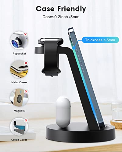 Draadloze oplader, snel inductief laadstation met 18 W fast-adapter, 3-in-1 draadloze oplader, compatibel met iPhone-14/13/12/11/Pro/SE/X/XS/XR/8 Apple Watch 8/7/6/SE/SE/5/4/3/2, Air Pods Pro - Image 5
