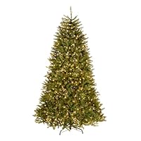National Tree Company 7.5 ft Pre-Lit Dunhill Fir Artificial Christmas Tree, 750 Clear Lights, 2,514 Tips, Includes Stand, Green