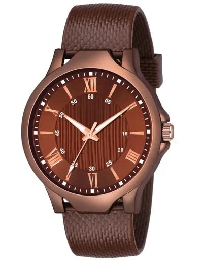 KHODAL Enterprise Black DIAL and Black King -Black MET Chain Wrist Watch with King Bracelet Best Suited for Mens Boys Premium Look Analog Watch (Brown)