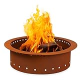 Heavy Duty Metal Smokeless Permanent Fire Pit Ring 36 inch Outer/30 inch Round Fire Pit Insert Liner for Outdoor, Firepits for Outside Corten Steel (36x30x10), Patent Pending
