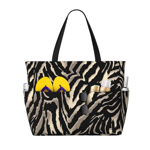 Sac de plage zèbre noir grand volume pour ranger toutes vos affaires de bain