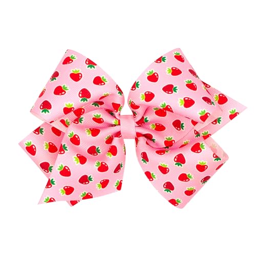 Wee Ones Girls’ Sweet Summer Treats Print Grosgrain Hair Bow, Medium or King, on WeeStay No-Slip Clip, King, Strawberry image 4