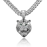 PHOEGRAY Miami Mens Cuban Link Chain Silver Gold Plated Bling Cuban Necklace Diamond Chain for Men iced out chain Hip Hop Jewelry (BOSS-Silver)
