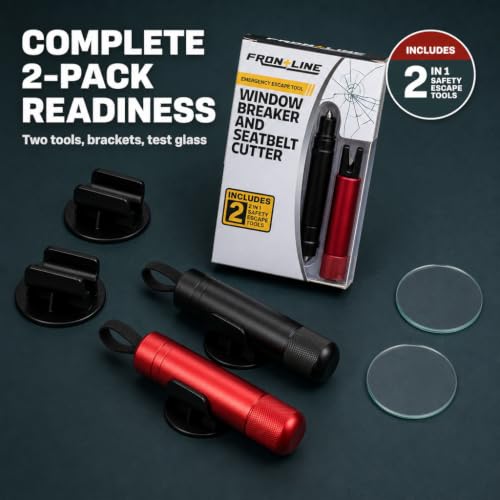 FRONTLINE Window Breaker and Seatbelt Cutter, 2 Pack Emergency Escape Tool - image 3