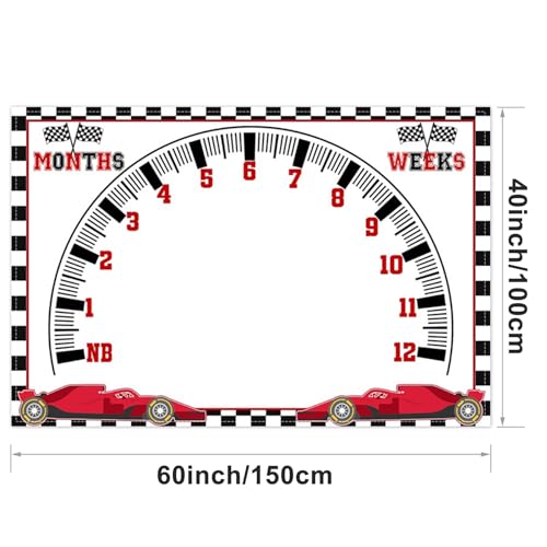 Image of Racing Car Baby Monthly Milestone Blanket Newborn Growth Record Prop Milestone Blanket for Baby Boy Photography Props for Newborn Baby Shower 60 inchx40 inch with Frames