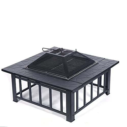Foyer de table carré en métal pour chauffage extérieur et barbecue de jardin convivial