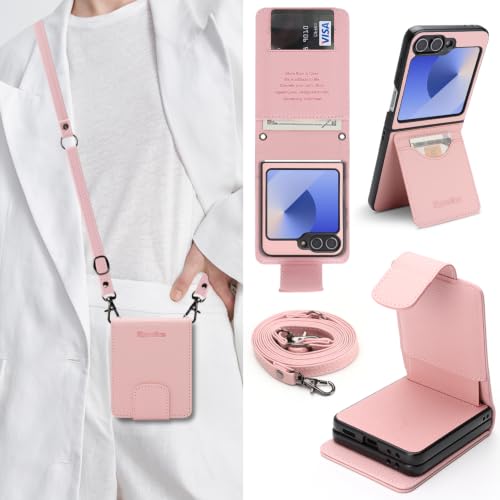 Mldjomid ���� Galaxy Z Flip6 �P�[�X �蒠�^ 2in1������ �M�����N�V�[z �t���b�v6 �P�[�X �V�����_�[ (�s���N) | �Ή� Galaxy Z Flip6 �蒠�^�P�[�X ���|�� �X�g���b�v�t�� ����炭���[z flip6 �X�}