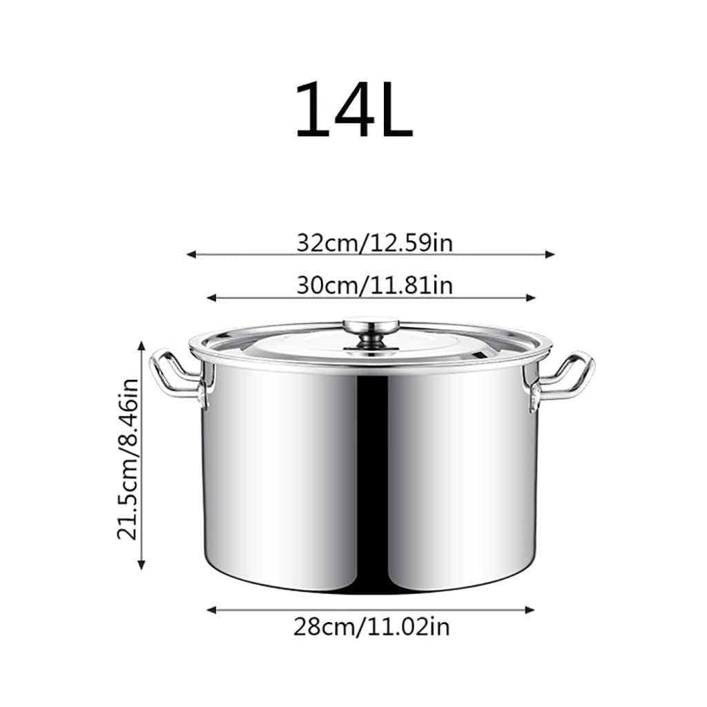Generico Pentola in Acciaio Inossidabile con Coperchio - Pentola per zuppa Resistente da 8-55 Litri, pentola Profonda con Fondo Composito, Ideale per bollire, stufare e Cucinare pasti abbondanti